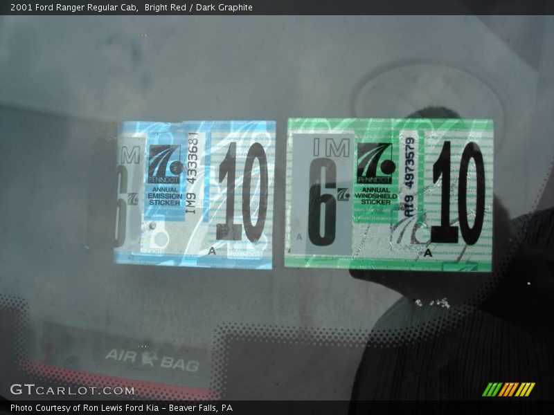 Bright Red / Dark Graphite 2001 Ford Ranger Regular Cab