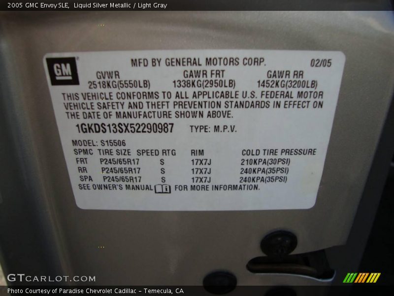 Liquid Silver Metallic / Light Gray 2005 GMC Envoy SLE