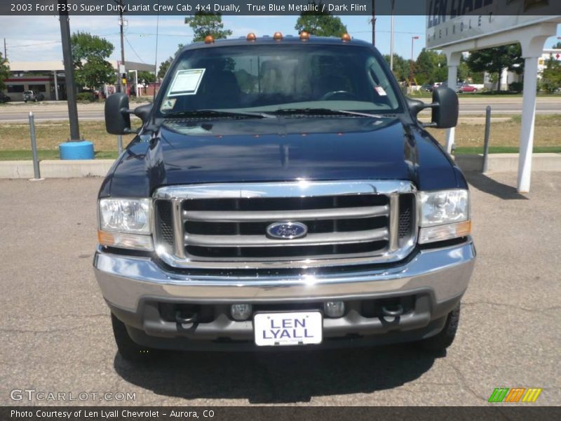 True Blue Metallic / Dark Flint 2003 Ford F350 Super Duty Lariat Crew Cab 4x4 Dually