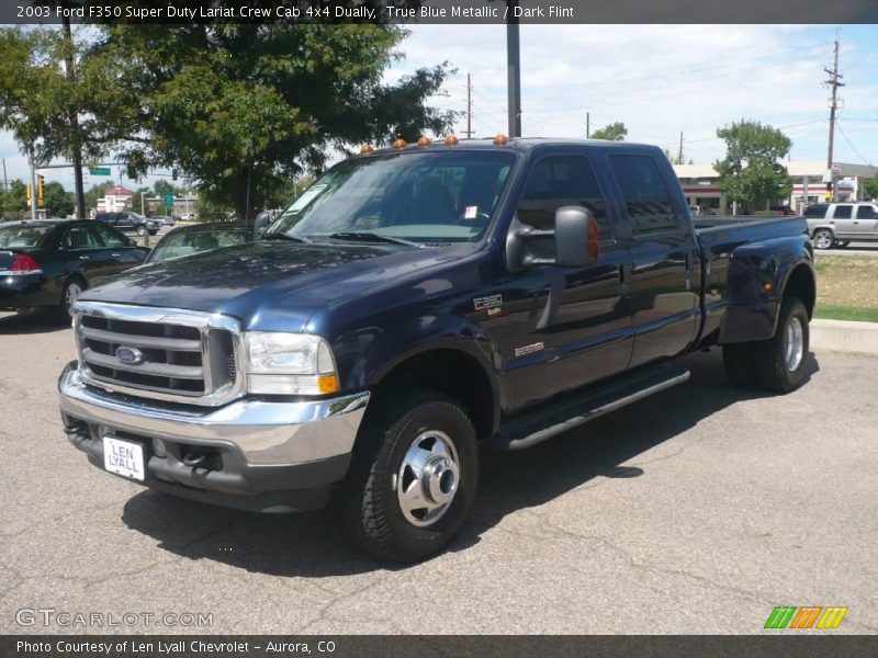 True Blue Metallic / Dark Flint 2003 Ford F350 Super Duty Lariat Crew Cab 4x4 Dually