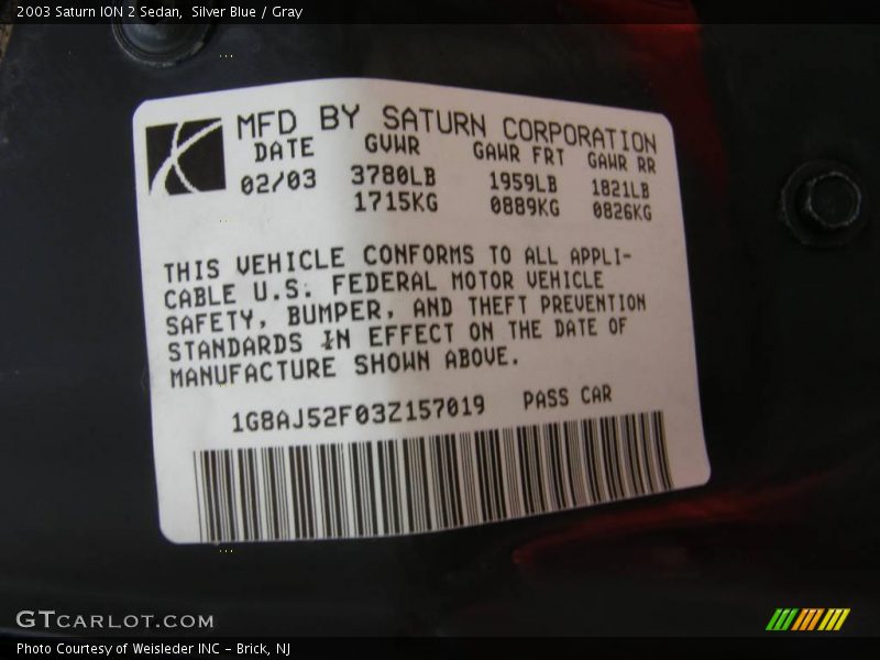 Silver Blue / Gray 2003 Saturn ION 2 Sedan