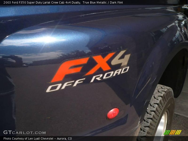 True Blue Metallic / Dark Flint 2003 Ford F350 Super Duty Lariat Crew Cab 4x4 Dually