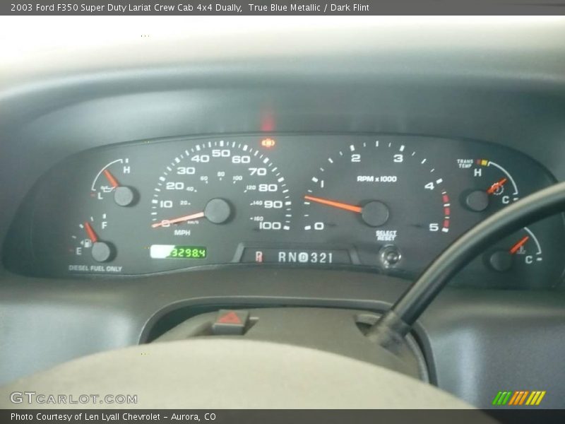 True Blue Metallic / Dark Flint 2003 Ford F350 Super Duty Lariat Crew Cab 4x4 Dually