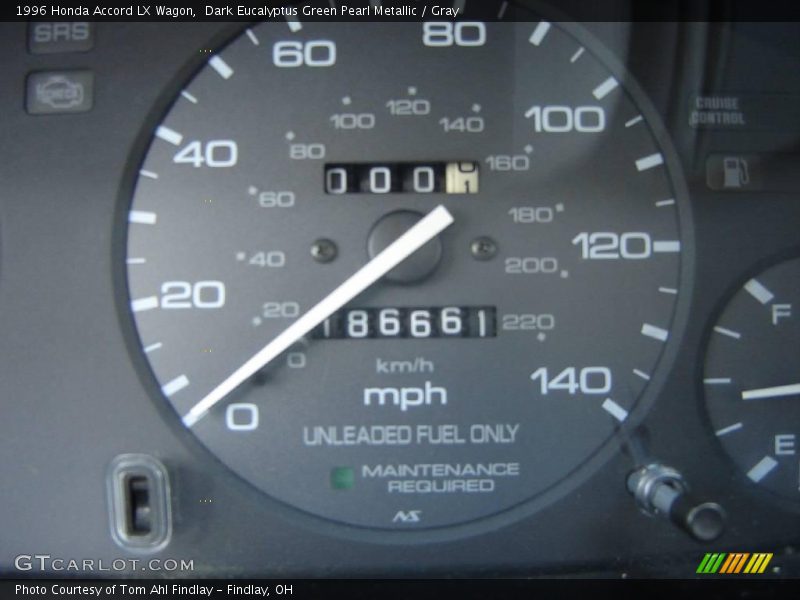 Dark Eucalyptus Green Pearl Metallic / Gray 1996 Honda Accord LX Wagon