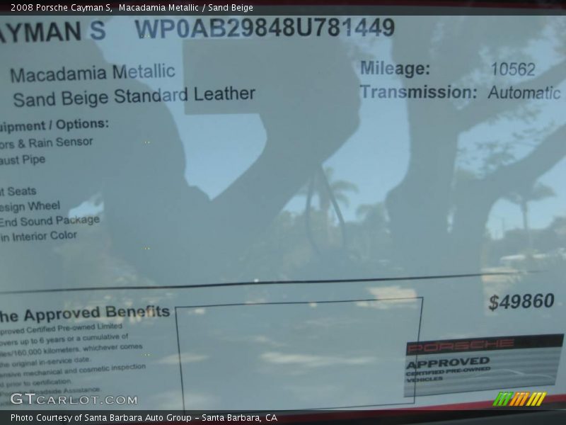 Macadamia Metallic / Sand Beige 2008 Porsche Cayman S