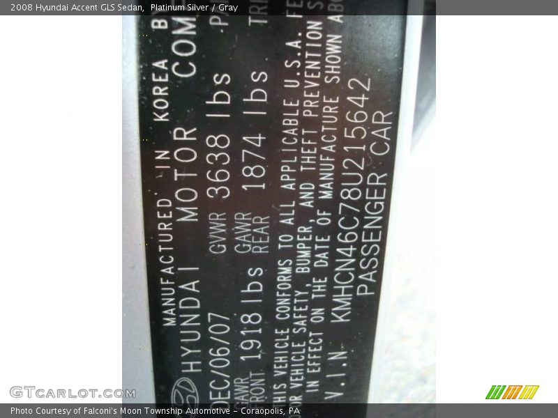 Platinum Silver / Gray 2008 Hyundai Accent GLS Sedan