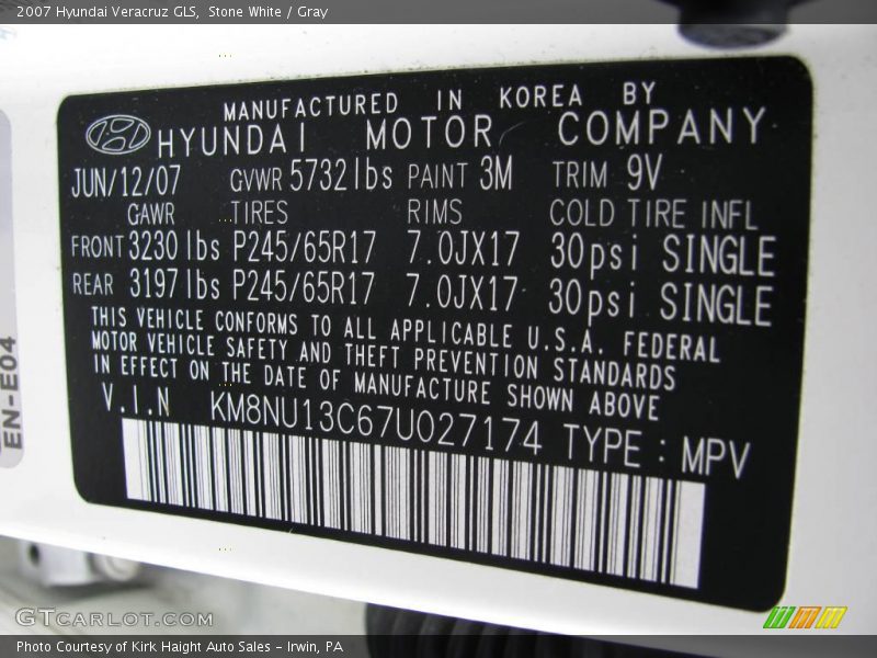 Stone White / Gray 2007 Hyundai Veracruz GLS