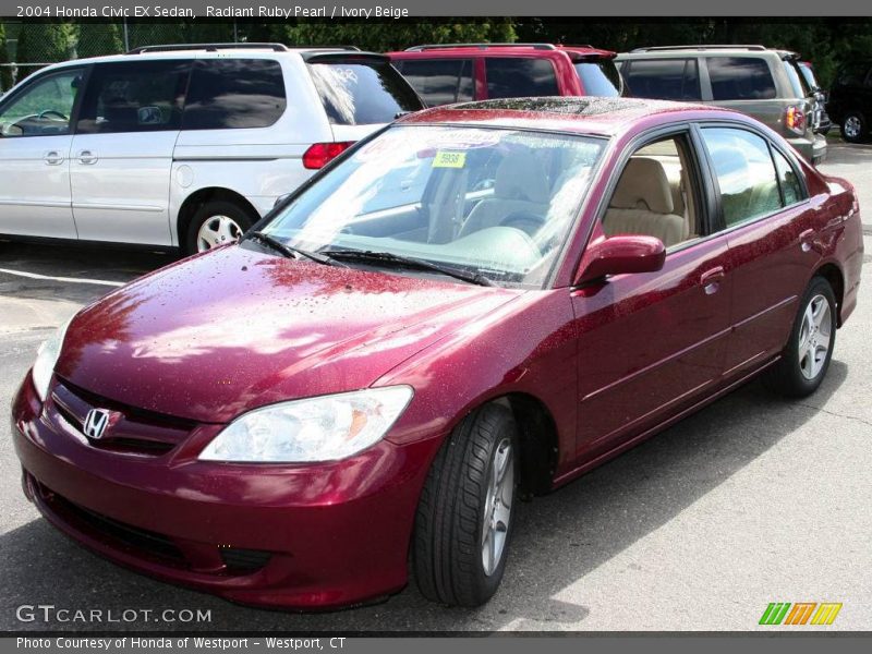 Radiant Ruby Pearl / Ivory Beige 2004 Honda Civic EX Sedan