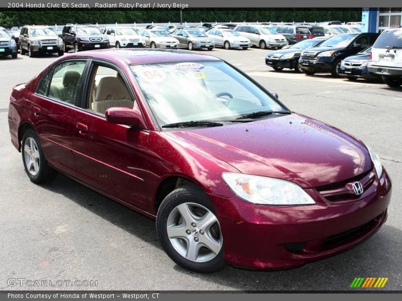 Radiant Ruby Pearl / Ivory Beige 2004 Honda Civic EX Sedan