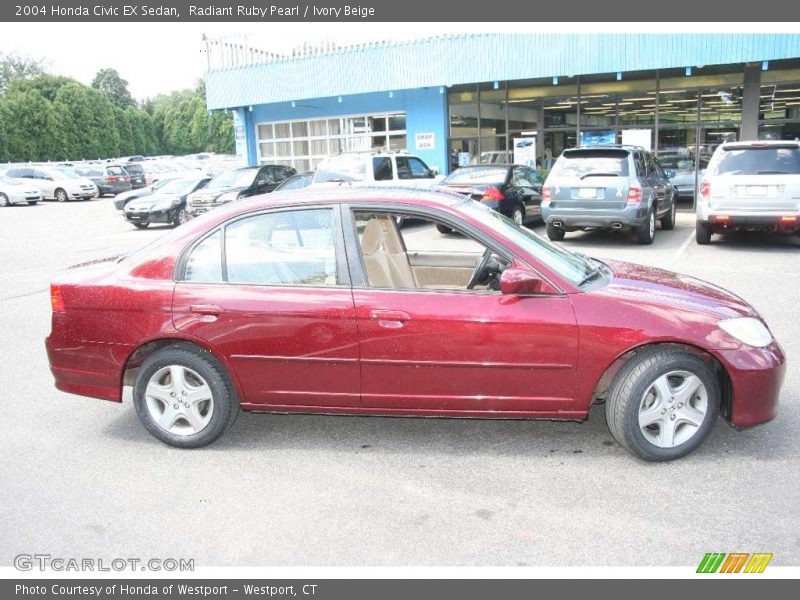 Radiant Ruby Pearl / Ivory Beige 2004 Honda Civic EX Sedan