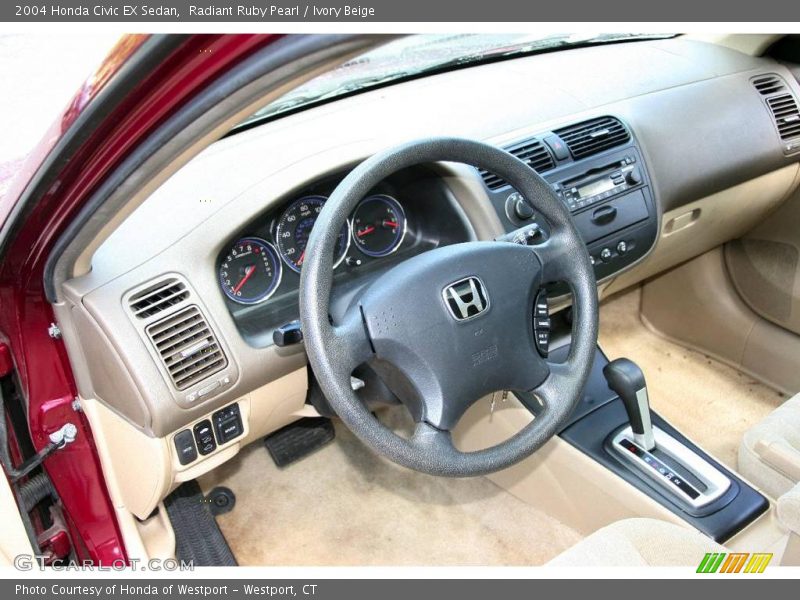 Radiant Ruby Pearl / Ivory Beige 2004 Honda Civic EX Sedan