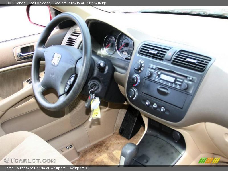 Radiant Ruby Pearl / Ivory Beige 2004 Honda Civic EX Sedan