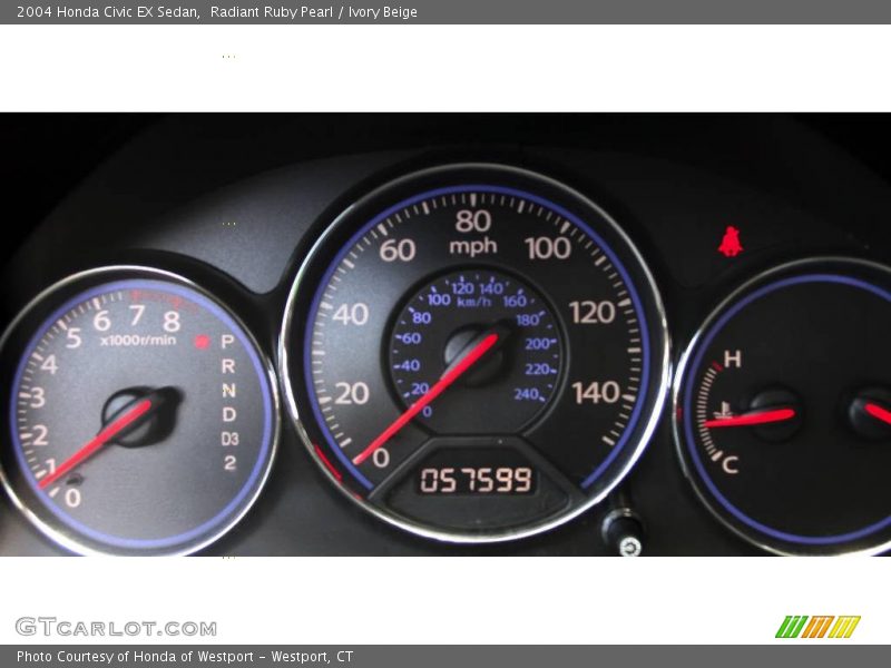 Radiant Ruby Pearl / Ivory Beige 2004 Honda Civic EX Sedan