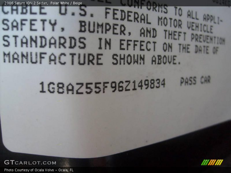 Polar White / Beige 2006 Saturn ION 2 Sedan