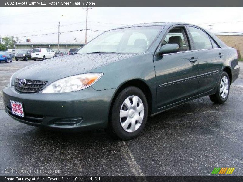 Aspen Green Pearl / Stone 2002 Toyota Camry LE