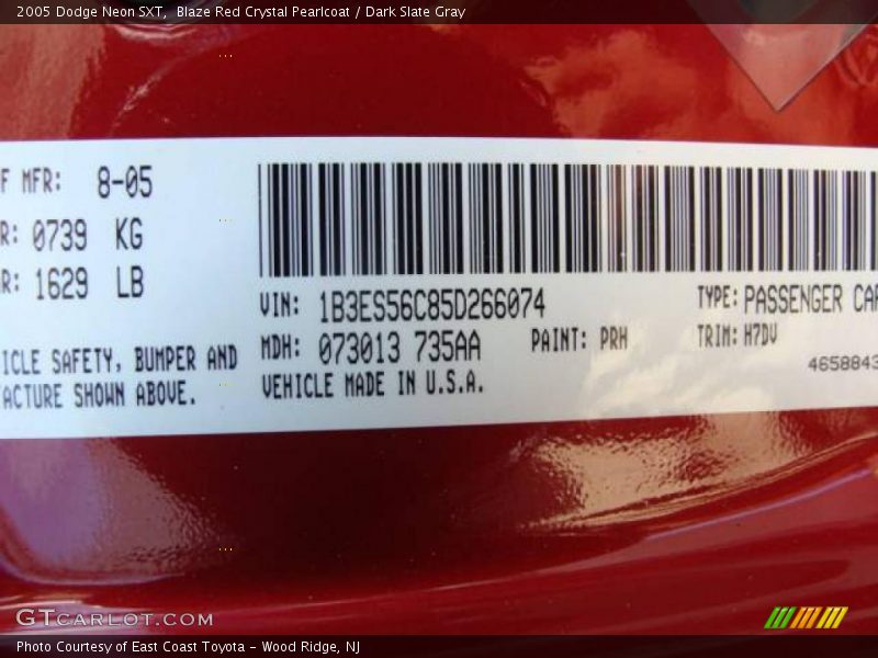 Blaze Red Crystal Pearlcoat / Dark Slate Gray 2005 Dodge Neon SXT
