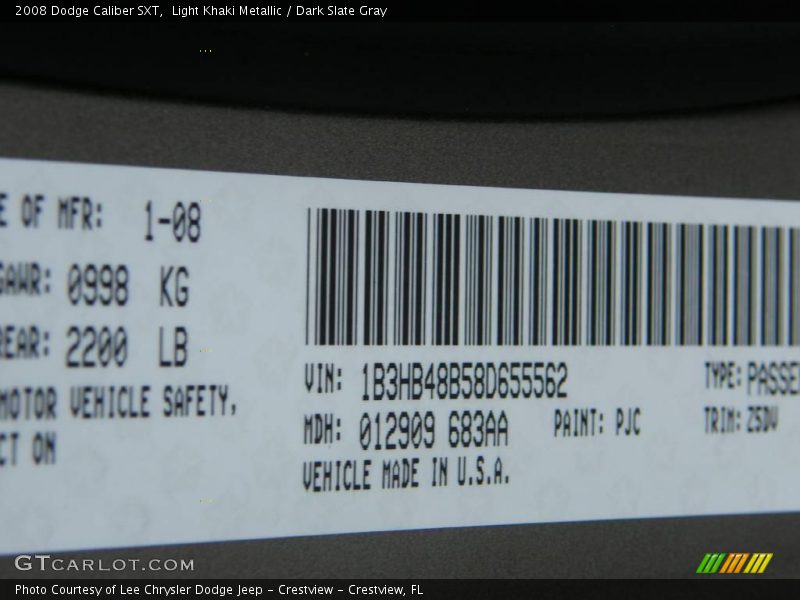 Light Khaki Metallic / Dark Slate Gray 2008 Dodge Caliber SXT