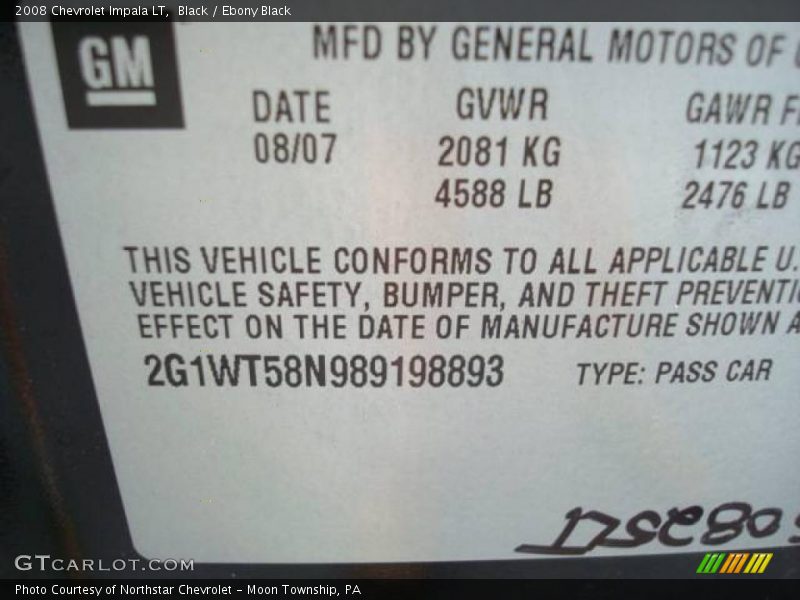 Black / Ebony Black 2008 Chevrolet Impala LT