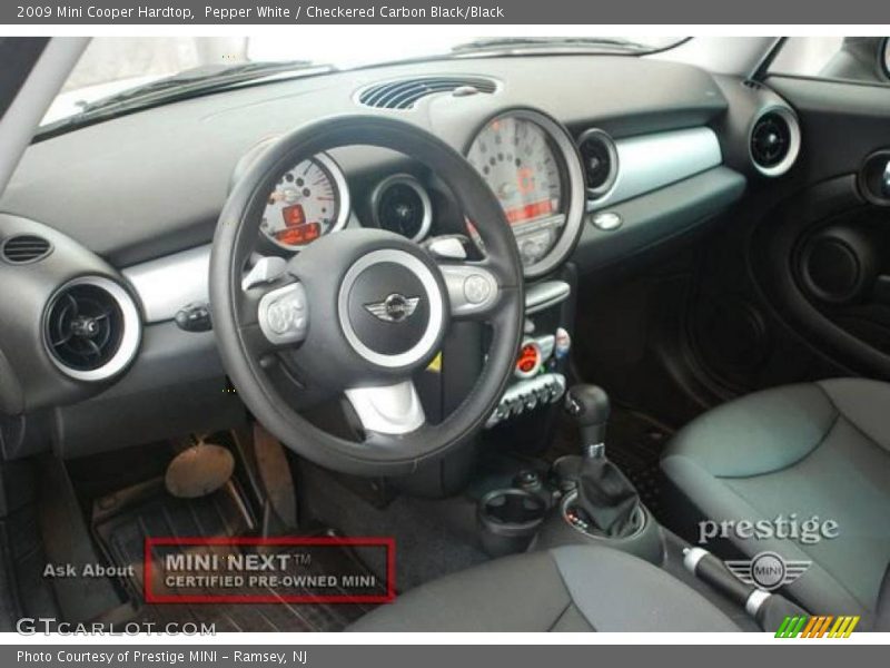 Pepper White / Checkered Carbon Black/Black 2009 Mini Cooper Hardtop