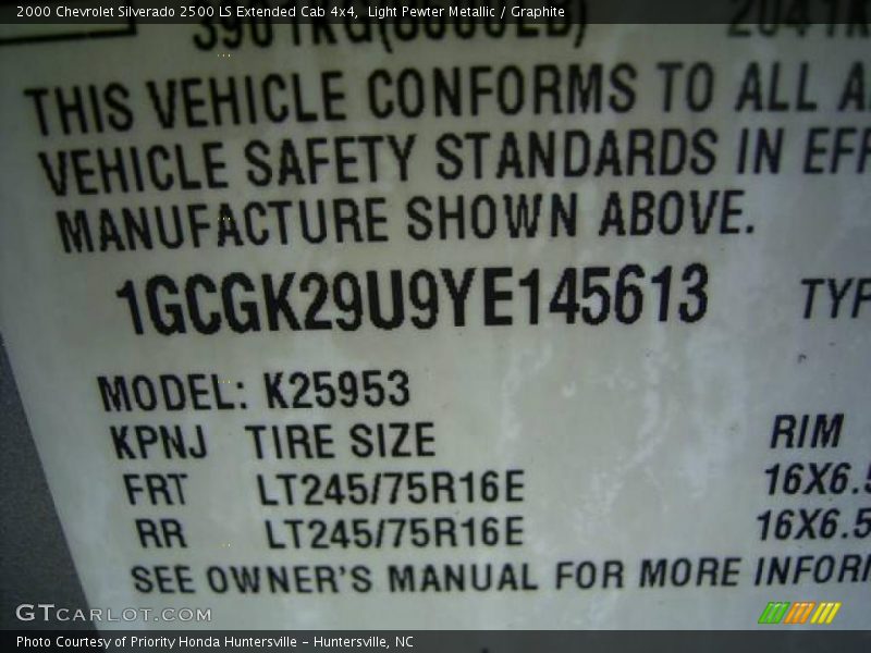 Light Pewter Metallic / Graphite 2000 Chevrolet Silverado 2500 LS Extended Cab 4x4