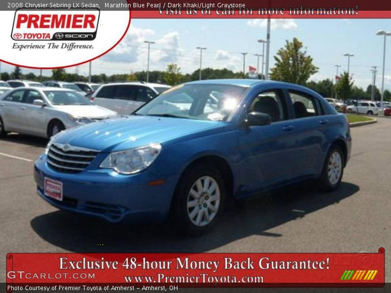 Marathon Blue Pearl / Dark Khaki/Light Graystone 2008 Chrysler Sebring LX Sedan