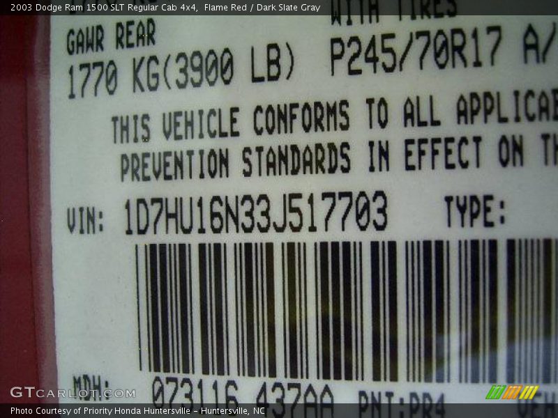 Flame Red / Dark Slate Gray 2003 Dodge Ram 1500 SLT Regular Cab 4x4