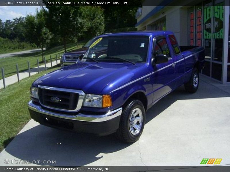 Sonic Blue Metallic / Medium Dark Flint 2004 Ford Ranger XLT SuperCab