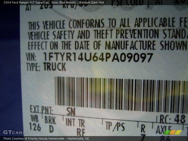 Sonic Blue Metallic / Medium Dark Flint 2004 Ford Ranger XLT SuperCab
