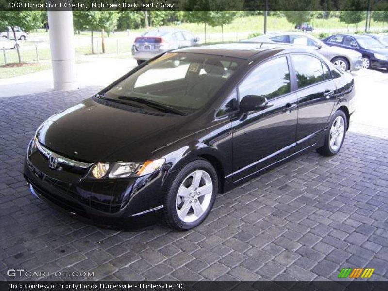 Nighthawk Black Pearl / Gray 2008 Honda Civic EX Sedan