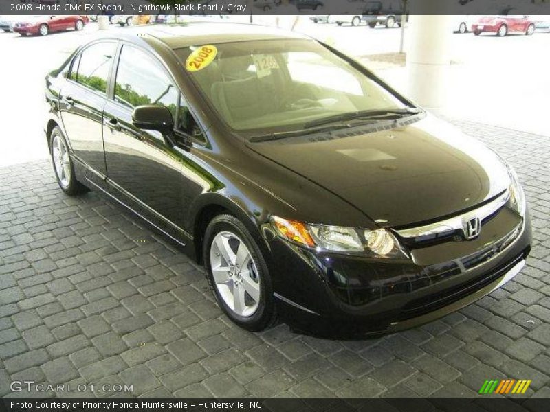 Nighthawk Black Pearl / Gray 2008 Honda Civic EX Sedan