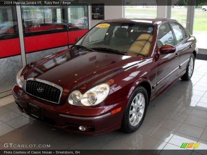 Ruby Red / Beige 2004 Hyundai Sonata V6