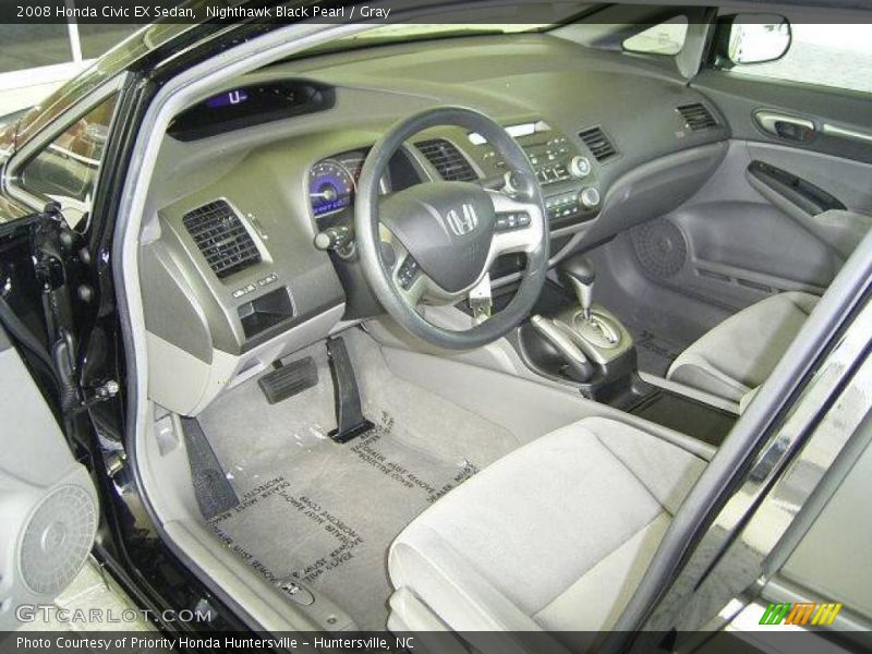 Nighthawk Black Pearl / Gray 2008 Honda Civic EX Sedan