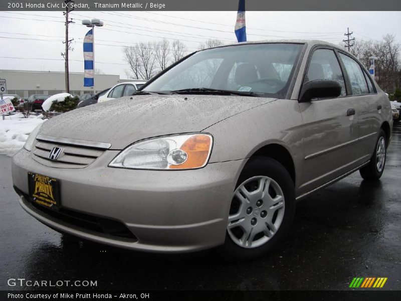 Titanium Metallic / Beige 2001 Honda Civic LX Sedan