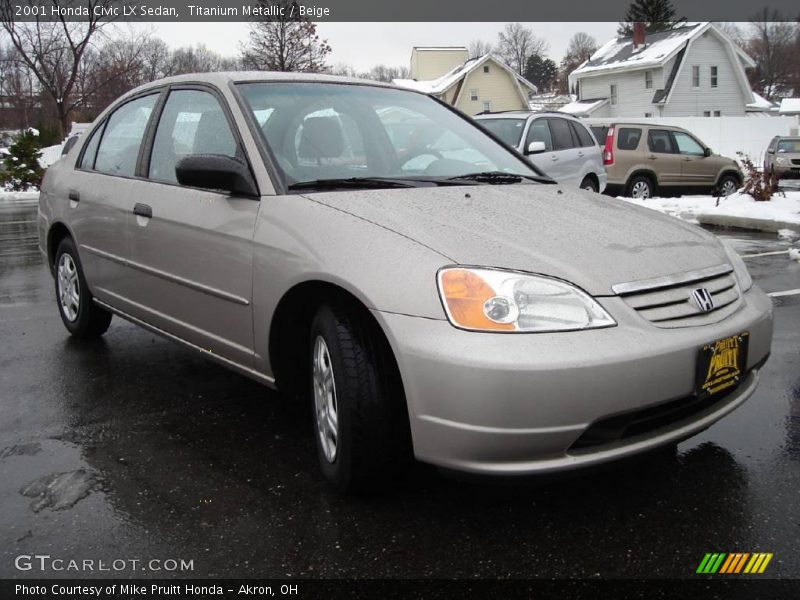 Titanium Metallic / Beige 2001 Honda Civic LX Sedan