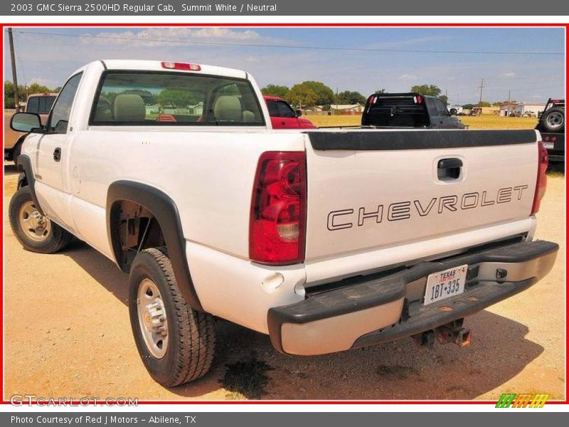 Summit White / Neutral 2003 GMC Sierra 2500HD Regular Cab