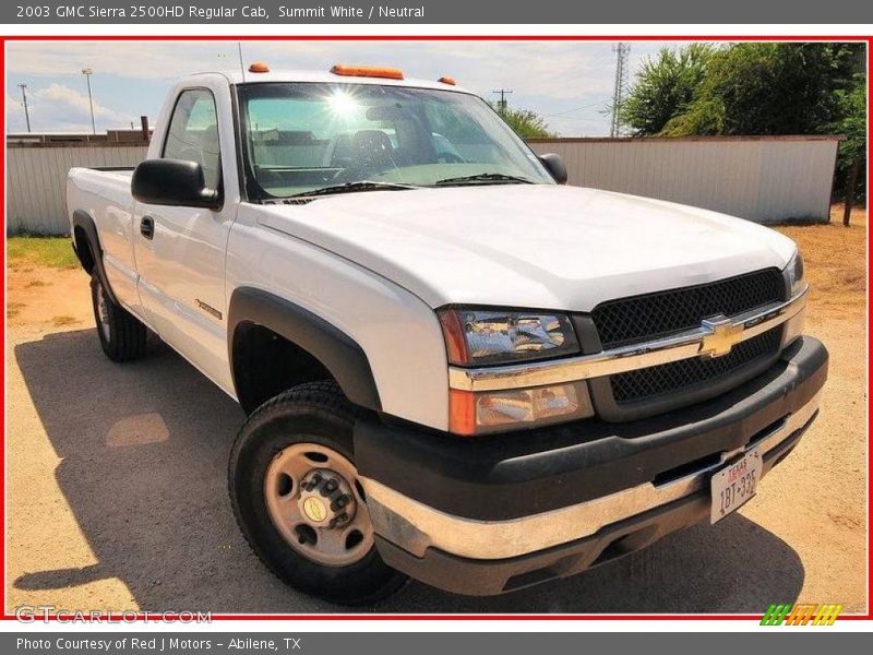 Summit White / Neutral 2003 GMC Sierra 2500HD Regular Cab