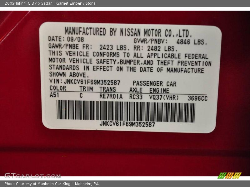 Garnet Ember / Stone 2009 Infiniti G 37 x Sedan