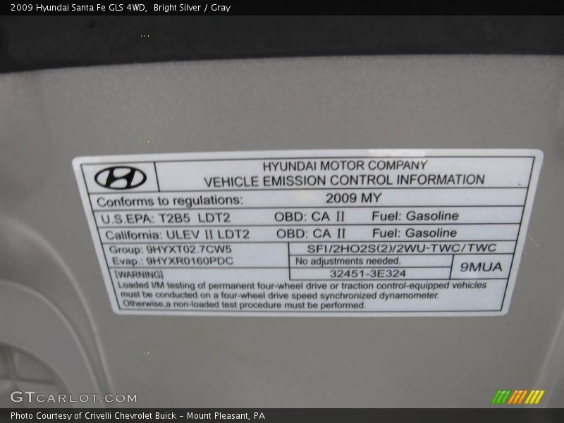 Bright Silver / Gray 2009 Hyundai Santa Fe GLS 4WD