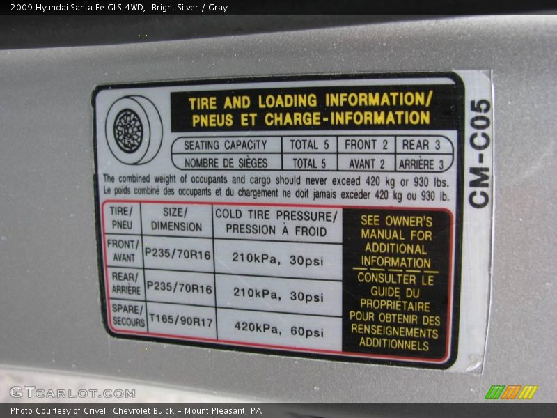 Bright Silver / Gray 2009 Hyundai Santa Fe GLS 4WD