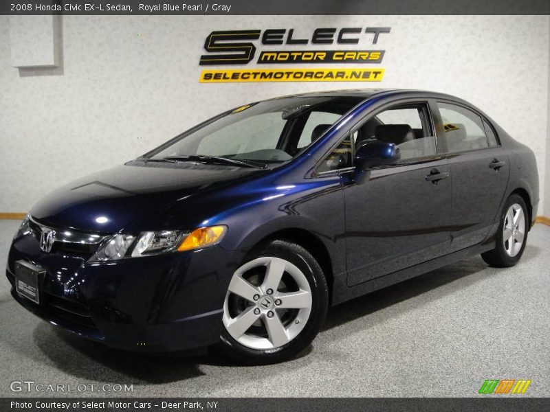 Royal Blue Pearl / Gray 2008 Honda Civic EX-L Sedan