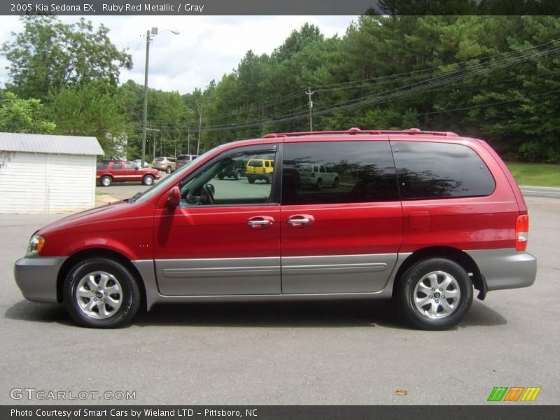 Ruby Red Metallic / Gray 2005 Kia Sedona EX