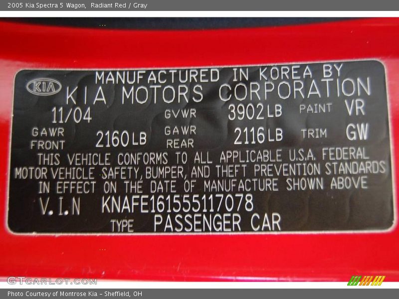 Radiant Red / Gray 2005 Kia Spectra 5 Wagon