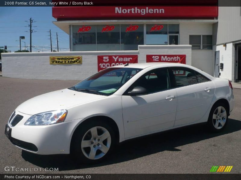Ivory White / Ebony Black 2008 Pontiac G6 Sedan
