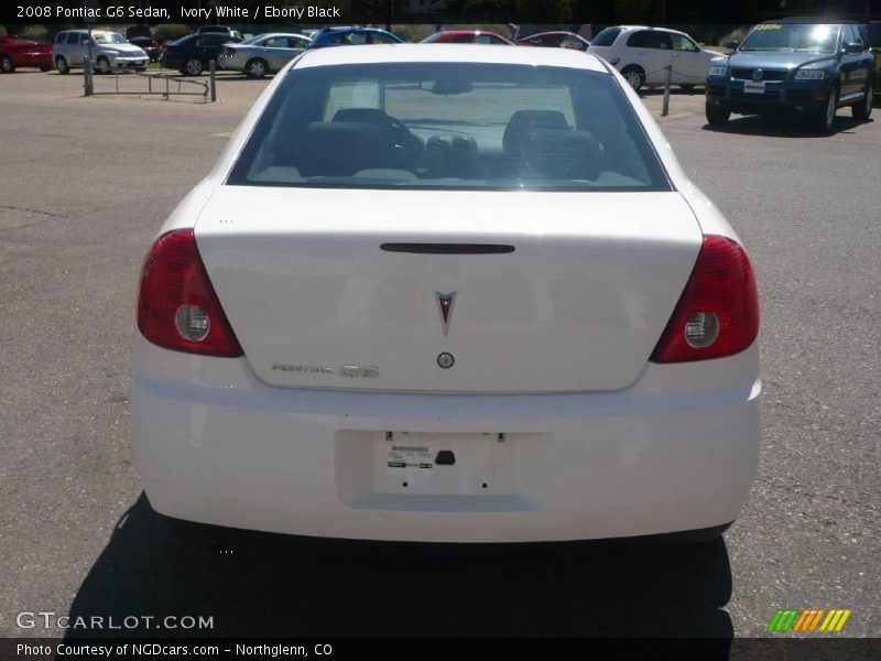 Ivory White / Ebony Black 2008 Pontiac G6 Sedan