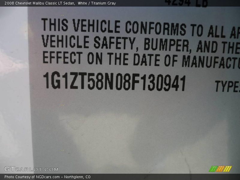 White / Titanium Gray 2008 Chevrolet Malibu Classic LT Sedan
