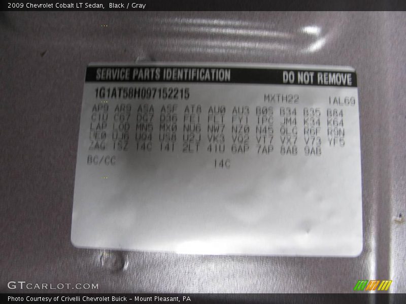 Black / Gray 2009 Chevrolet Cobalt LT Sedan