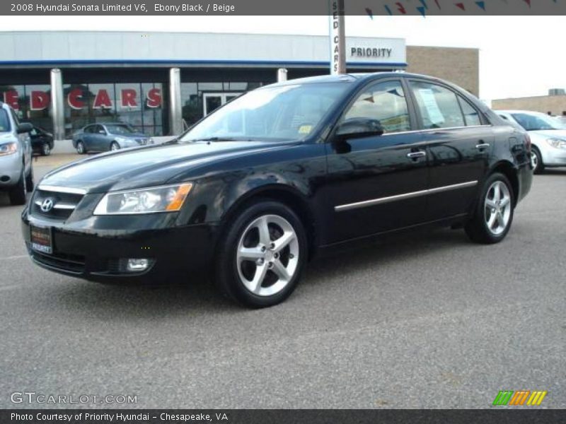 Ebony Black / Beige 2008 Hyundai Sonata Limited V6