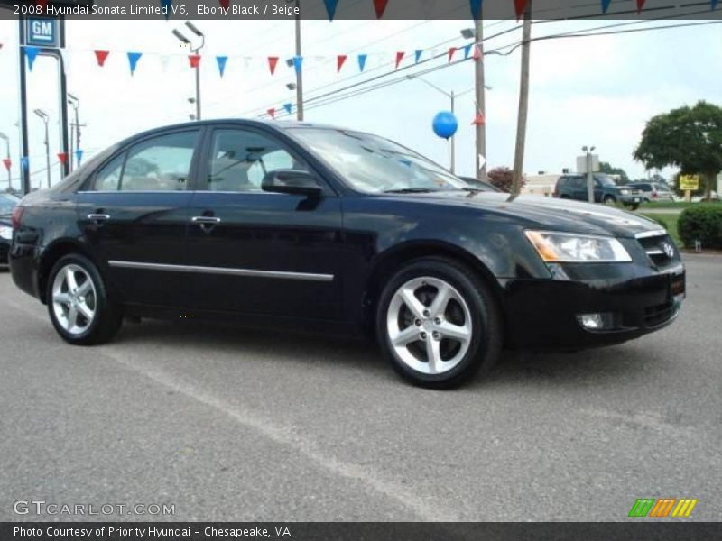 Ebony Black / Beige 2008 Hyundai Sonata Limited V6
