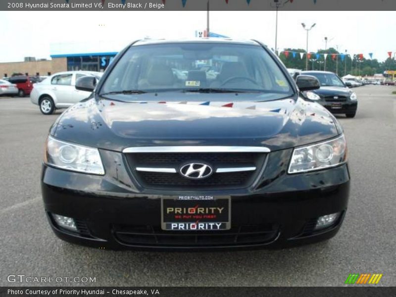 Ebony Black / Beige 2008 Hyundai Sonata Limited V6