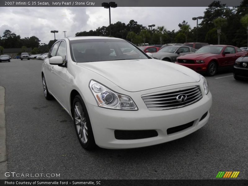 Ivory Pearl / Stone Gray 2007 Infiniti G 35 Sedan